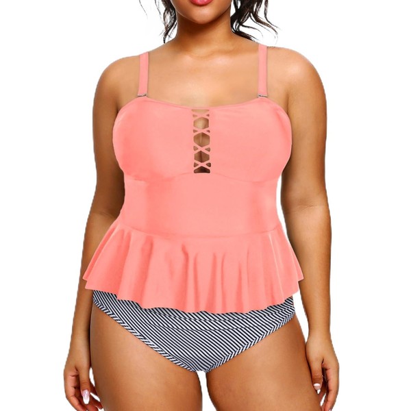 Yonique Plus Size Swimsuits for Women Tummy Control Two Piece