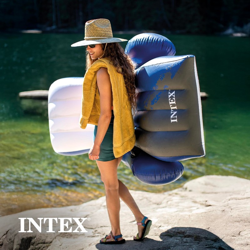 Intex Inflatable Lounge Pool Recliner Lounger Chair with Cup Holders