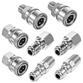 4 Sets NPT 1/4 Inch Pressure Washer Coupler, Stainless Steel Connect Plug, Male Female Pressure Washer Quick Connect Kit(Internal Thread, External Thread)
