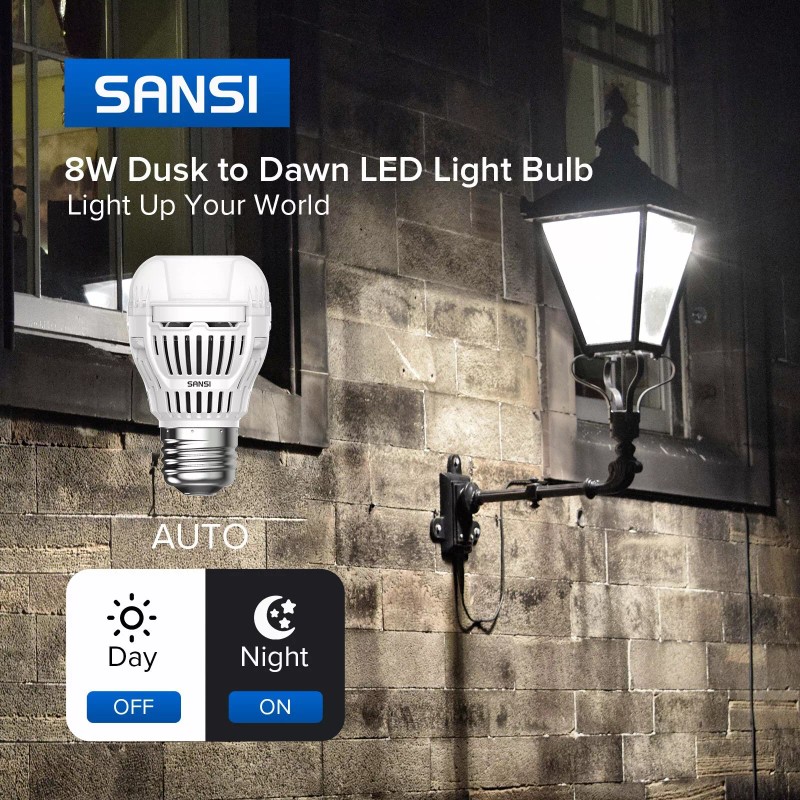 Sansi 2x LED Light Bulbs Light Sensor Dusk to Dawn