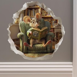Reading Mouse - Mouse Hole Wall Sticker