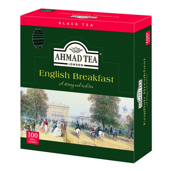Ahmad Tea Black Tea, English Breakfast Teabags individually wrapped in foil, 100 ct - Caffeinated & Sugar-Free