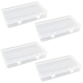 Thintinick 4 Pack Rectangular Clear Plastic Storage Containers Box with Hinged Lid for Beads and Other Small Craft Items (6.1 x 3.3 x 1.18 inch)
