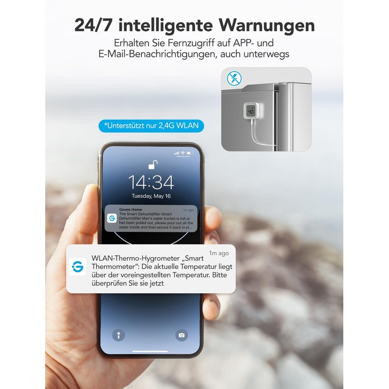 GoveeLife WLAN Fridge Thermometer Digital with Alarm, Wireless Wireless Freezer