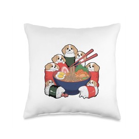 Beagle Dog Ramen Beagles Dog Japanese Noodles Throw Pillow
