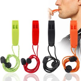 4 Pack Emergency Whistle, Super Loud Safety Whistle with Lanyard, Ideal for Kayaking, Boating, Swimming, Survival, Hiking, Camping, Climbing
