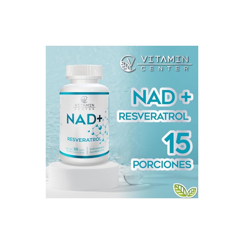 NAD+ Resveratrol de Vitamin Center Frasco con 30 cápsulas de