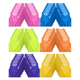Boyiee Nylon Mesh Scrimmage Team Vests Pinnies Training Sports Jerseys for Basketball Soccer Football Sports (72 Pieces,Fluorescent Green, Dark Blue, Orange, Pink,Yellow,6-12 Years)
