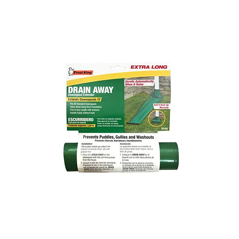 Frost King DE300 Standard Plastic Drain Away Downspout Extender, Extends