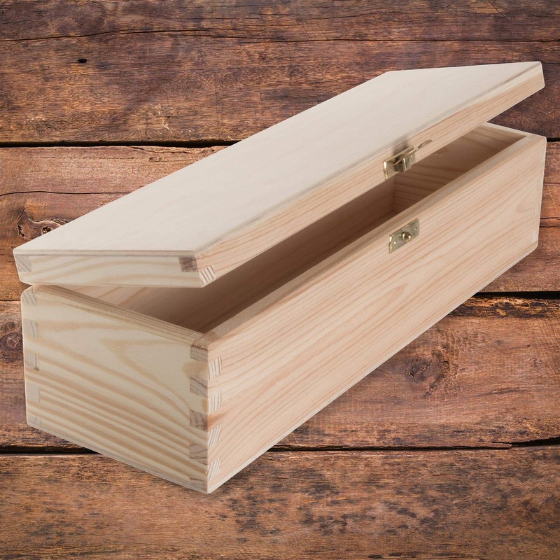 Oblong Wooden Box with Lid | 33 x 10 x