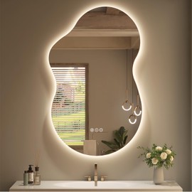 SMIROR Irregular Backlit Bathroom Mirror with Lights 20 x 32, Asymmetrical Cloud Led Lighted Vanity Mirror for Wall, Anit-Fog, Dimmable, Memory Function (Horizontal/Vertical)