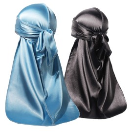 ForceWave 2 Pieces Silky Durag Pack for Men Women Waves, Premium Satin Deluxe Du-rag