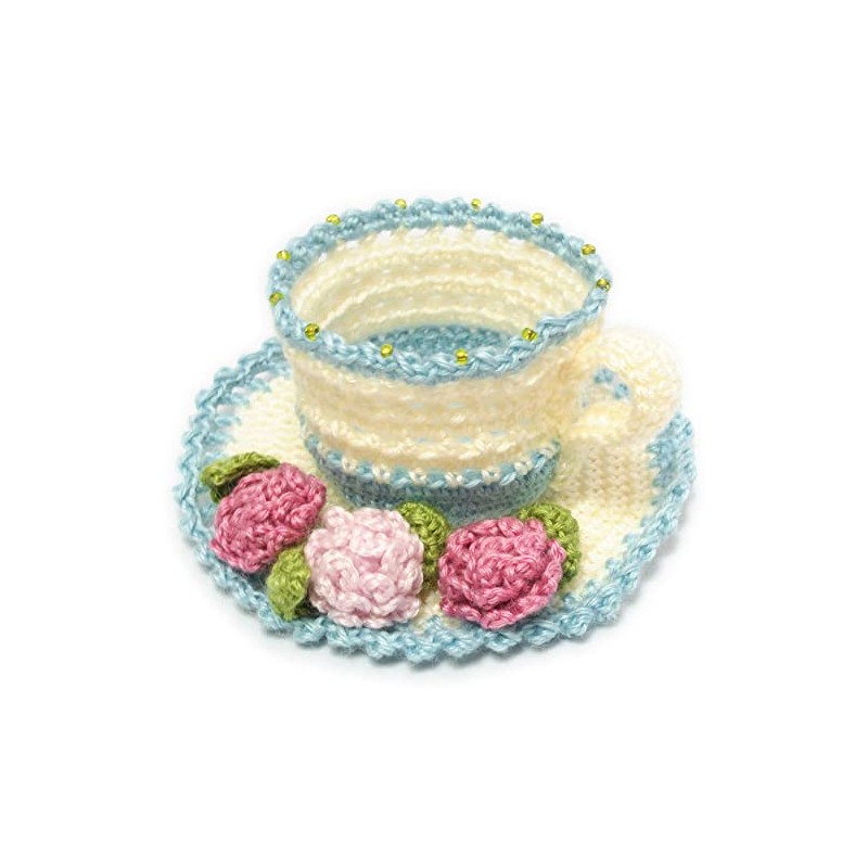 Koyama 6001003 Crochet Craft Kit, Flower Knit Tea Cup, Red
