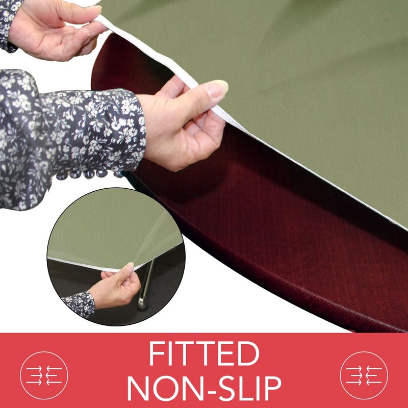 LAMINET Elastic Fitted Table Cover - Basketweave (Green) - Oblong/Oval