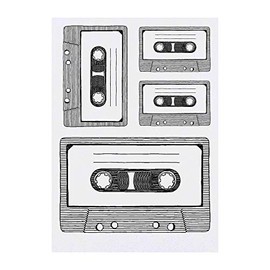 4 x 'Cassette Tape' Temporary Tattoos - Water Resistant, Skin-Safe, Non-Toxic Transfers, Mixed Sizes (TO00035603)
