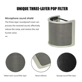 Mic Pop Filter,Micfuns fashion golden microphone pop protection, with foam layer windshield windscreen for studio, recording, podcast