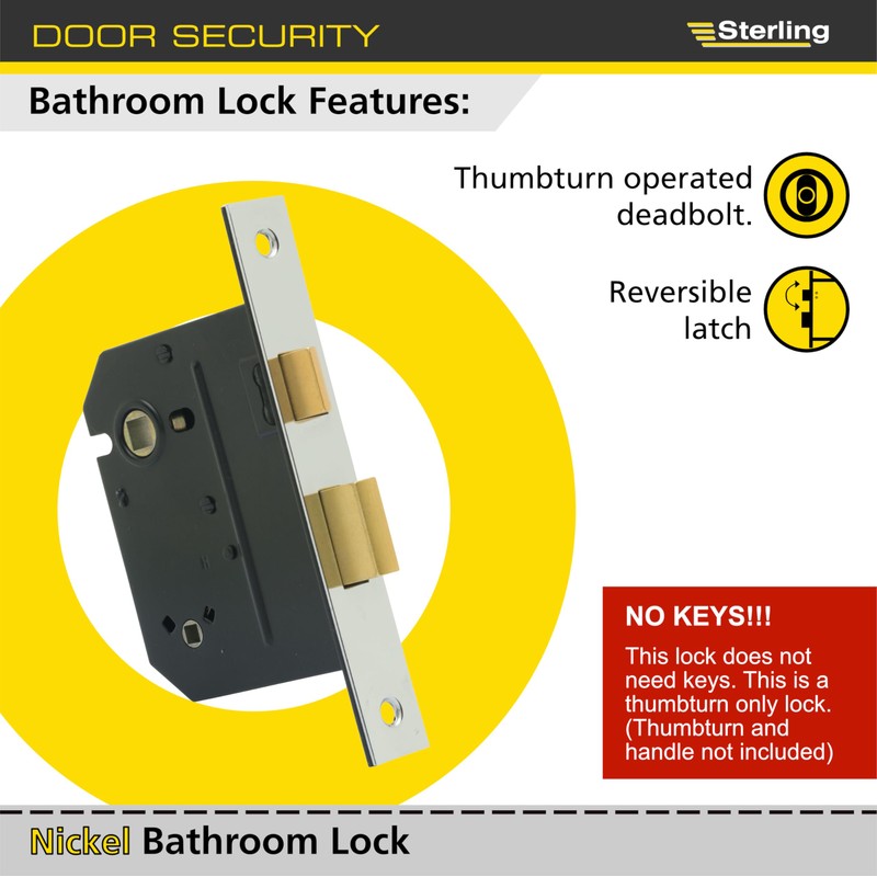 Sterling MLB330N 3 Lever Bathroom Sashlock 3-inch/76mm - Nickel