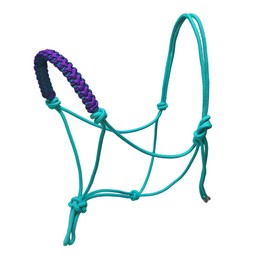 horzmetnex Rope Halters for Horses,Horse Rope Training Halter,Multiple, Beautiful Hand Braided,Horsehead Rope Halter(Blue, Yearling)