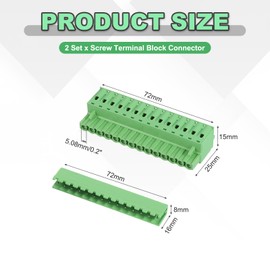 sourcing map 2 Set 14-Pin 5.08mm/0.2" Pitch PCB Mount Screw Terminal Block Connectors Straight No Soldering 2EDGKD Male & Female Connectors Plug for 28-10AWG
