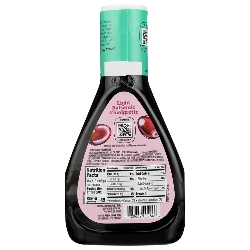 Newman's Own Light Balsamic Vinaigrette Salad Dressing, 16-oz.