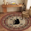 Soyalie Village Cabin Bear Round Area Rug for Dining Room