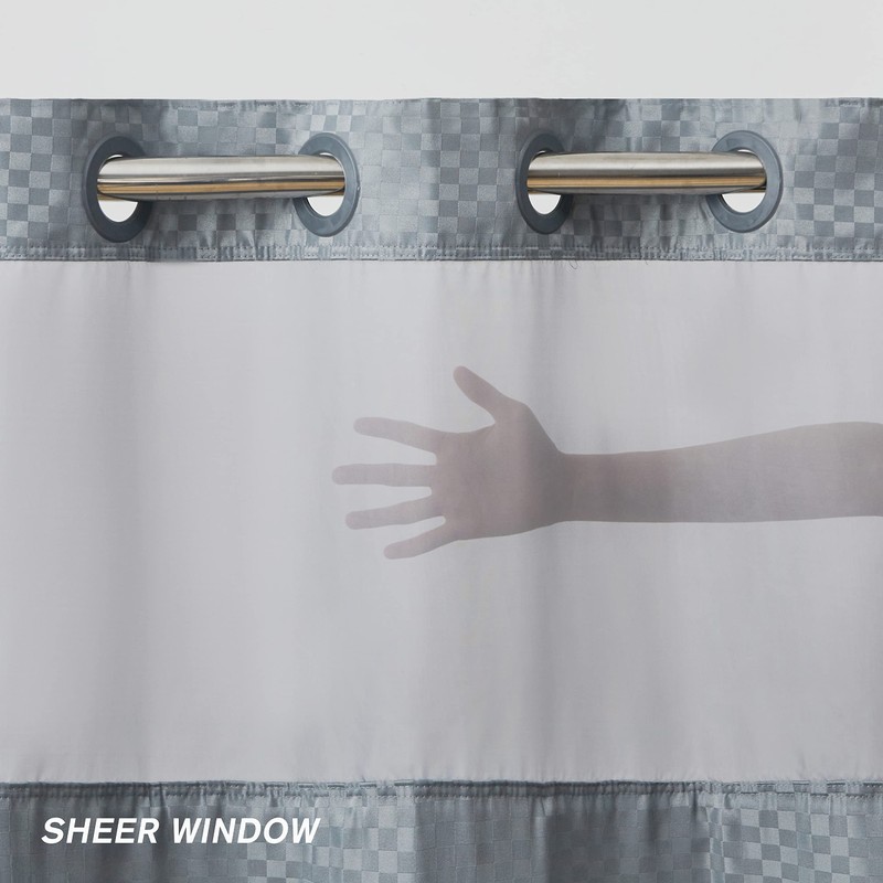 Furlinic No Hook Shower Curtain with Snap in Fabric Liner