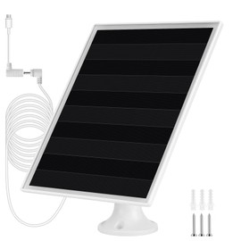 6W Solar Panel Charger, Solar Panel with Micro USB & USB-C Port for DC 5V Outdoor Rechargeable Battery Camera, IP66 Waterproof, 360° Adjustable Security Mount, 1PC Ring