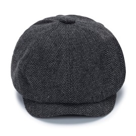 Boys Newsboy Cap Kids Flat Cap Vintage Herringbone Tweed Cabbie Hat for Girls Boys Pageboy Toddlers Navy