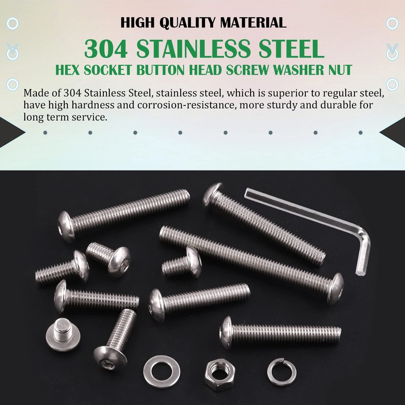 Keadic 261 Pcs M6 13 Sizes Hex Socket Button Head
