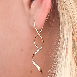 Threader Earrings for Women Long Tassel Twisted Earrings Long Chain Drop Earrings Gold Sliver Minimalist Earrings Party Jewelry Gift-gold