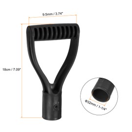 HARFINGTON Shovel D Grip Handle 1-1/4""(32mm) Inner Dia. ABS Spade Snow Shovel Replacement Garden Accessories for Digging Raking Tool, Black