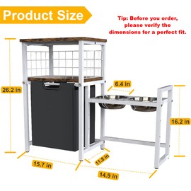 Sungaryard 30.6Long x 26.2 High Elevated Dog Bowl Stand with Pet Food Storage Organizer, Adjustable Raised Feeding Station with Toy Basket for Large Medium Small Dogs and Cats, White