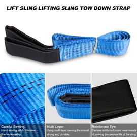CarBole 1.8m x 5cm Sling Lifting with Flat Loop, 2 Pack Strong Heavy Duty Duplex Polyester Sangbing Lift Sling Strap Strop, Max Breaking Strength 9000lbs, Working Charge 3000lbs (Blue)