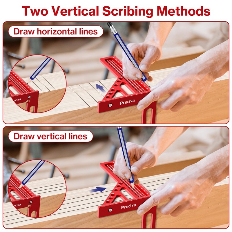Preciva 3D Speed Square with Pencil, 22.5-90° Multi Angle Combination