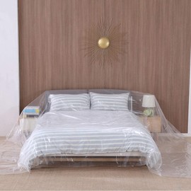 Dust Sheets 2 Packs Painting and Furniture Protection Floor Polythene Sheeting Waterproof Decorating Covering Sheet 12 x 12 Inch (3.7m x 3.7m)