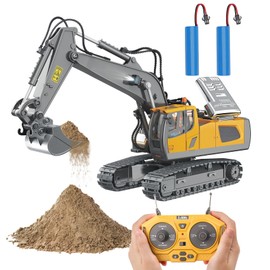 PREBOX Ferngesteuertes Bagger Ferngesteuerter Spielzeug für Kinder ab 3 4 5 6 7 8 9 Jahren, 2,4 GHz Bagger RC Spielzeugautos mit Licht und Sound, Geburtstags Geschenk Jungen