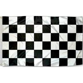 Trade Winds 4x6 Foot-Checkered-Racing-Flag-Grommets-Black-+-White-Racecar-Speedway Premium Fade Resistant