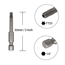 VictorsHome TT20 Torx Magnetic Screwdriver Bits, 1/4 Inch Hex Shank 2 Inch Length S2 Steel Security Tamper Proof Star 6 Point Screw Driver Kit Tools 10pcs