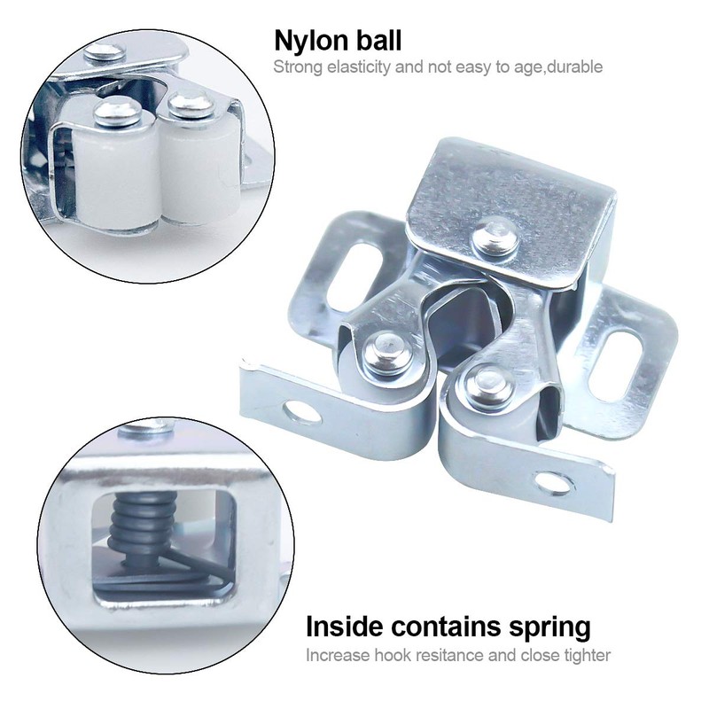 Door Catches,10pcs Double Roller Cupboard Door Latch Hardware,Bronze Plated Roller