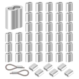Pack of 50 Aluminium Rope Clamps, DIN6063, Double Hole Wire Rope Clamp, 4 mm, Corrosion-Resistant Rope Clamp, Crimp Sleeves for Port, Metallurgy, Construction, Wire Rope Connectors