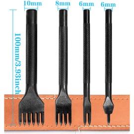 Yuentoen 4 Pcs Sharp Head Pricking Iron Leather Hole Punch, 1/2/4/6 Prong Stitching Chisel Set,Lacing Stitching Punch Working Hand Tool Kit for DIY Leather Punching Pricking(5mm)