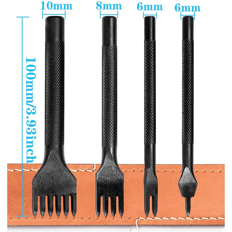 Yuentoen 4 Pcs Sharp Head Pricking Iron Leather Hole Punch,