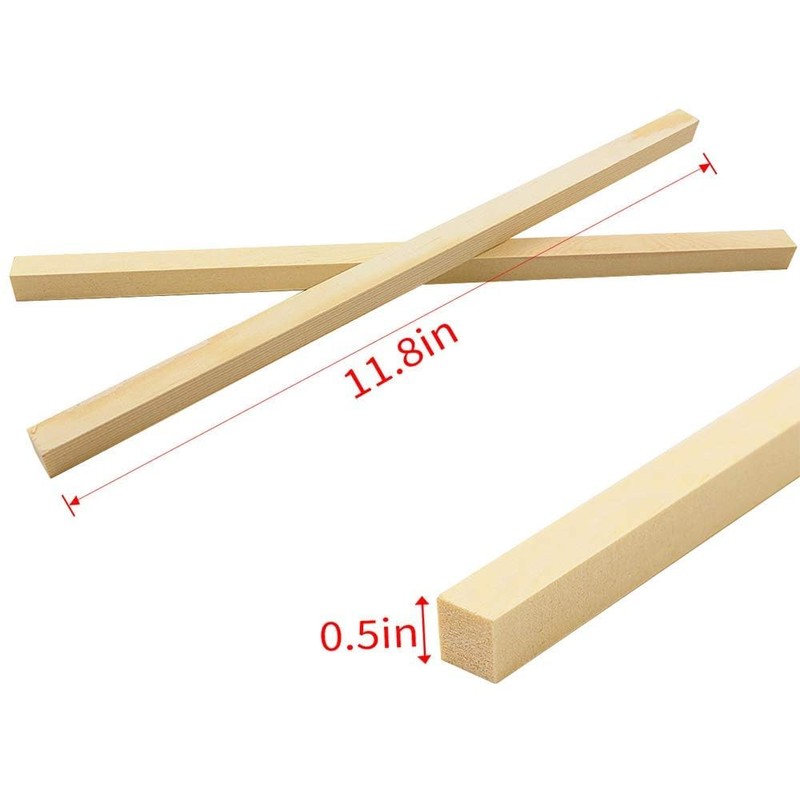 BILLIOTEAM 25 Pack of Unfinished 1/2” x 12” Hardwood Square