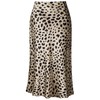 Soowalaoo High Waisted Leopard Midi Length Skirt Hidden Elasticized Waistband