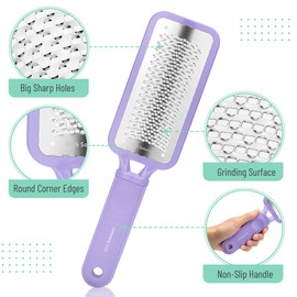 Slick Foot File Callus Remover - Purple Foot Scraper & Rasp for Dead Skin, Heel Scrubber