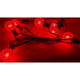 Unbranded LIGHTED SNOW ICE BULBS - 7 lighted ice "sugar" coated Christmas ALL RED