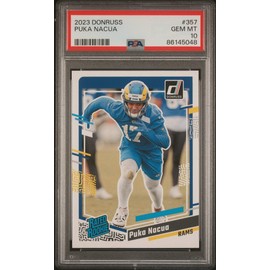 Graded 2023 Panini Donruss Rated Rookie Puka Nacua #357 Rookie RC Football Card PSA 10 Gem Mint