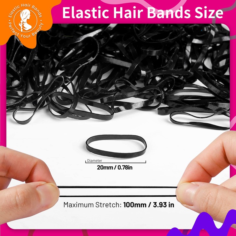 Teenitor Black Hair Elastics Ties, 300pcs Rubber Bands Hair Soft