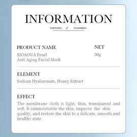 BIOAQUA Facial Mask Firming Deeply Nourish Moisturizing 98% Natural Extract Hydrating Face Mask 5PCS Set (Pearl Extract (Anti-Aging))