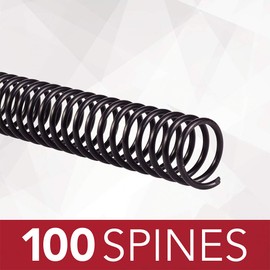 GBC Binding Spines/Spirals/Coils, 18mm, 140 Sheet Capacity, 4:1 Pitch, Color Coil, Black, 100 Pack (9665080)